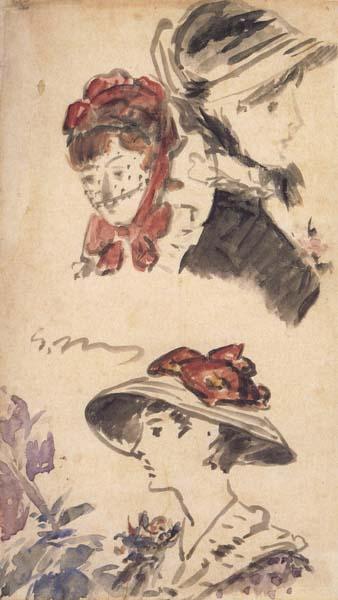 Edouard Manet Trois Tetes de femmes (mk40) oil painting image
